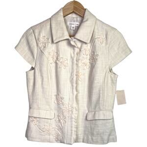 Coldwater Creek Cream Boucle Soutache Jacket Cotton Blend Vintage Chic  Women 8